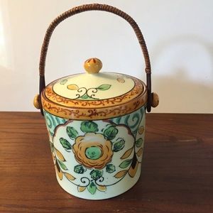 Vintage hand painted ceramic bucket
